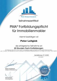 Leitgieb Immobilienmakler - Fortbildungs-Urkunde